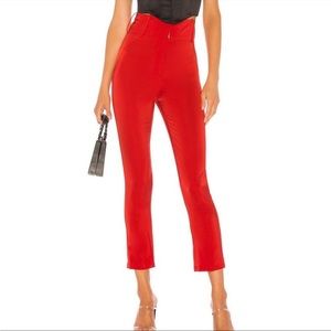 NBD Satin Cigarette Pant in red size XXS